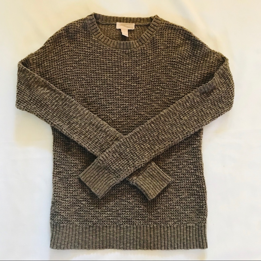 Forever 21 Small Cable Knit Sweater Green Gray Top